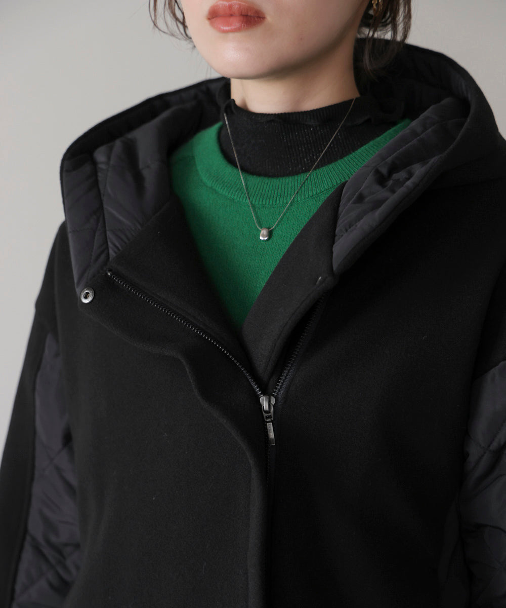 メルトン中綿切替フードＺＩＰコート