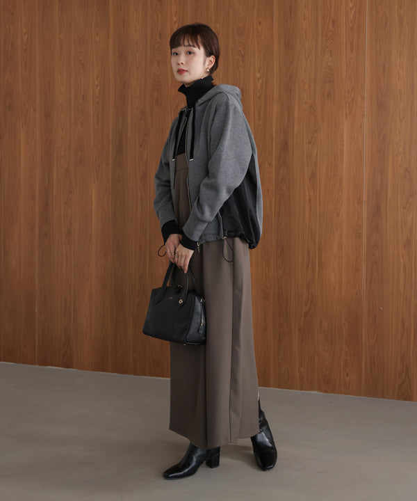 パウンドストレッチサイド異素材パーカー