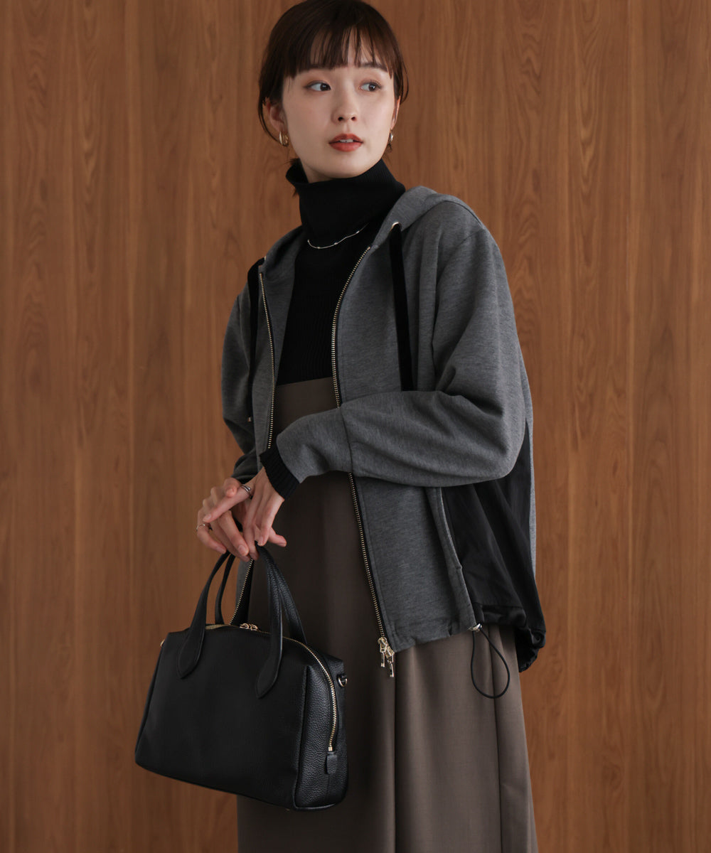 パウンドストレッチサイド異素材パーカー