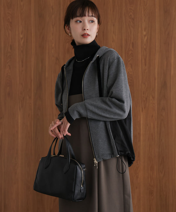 パウンドストレッチサイド異素材パーカー