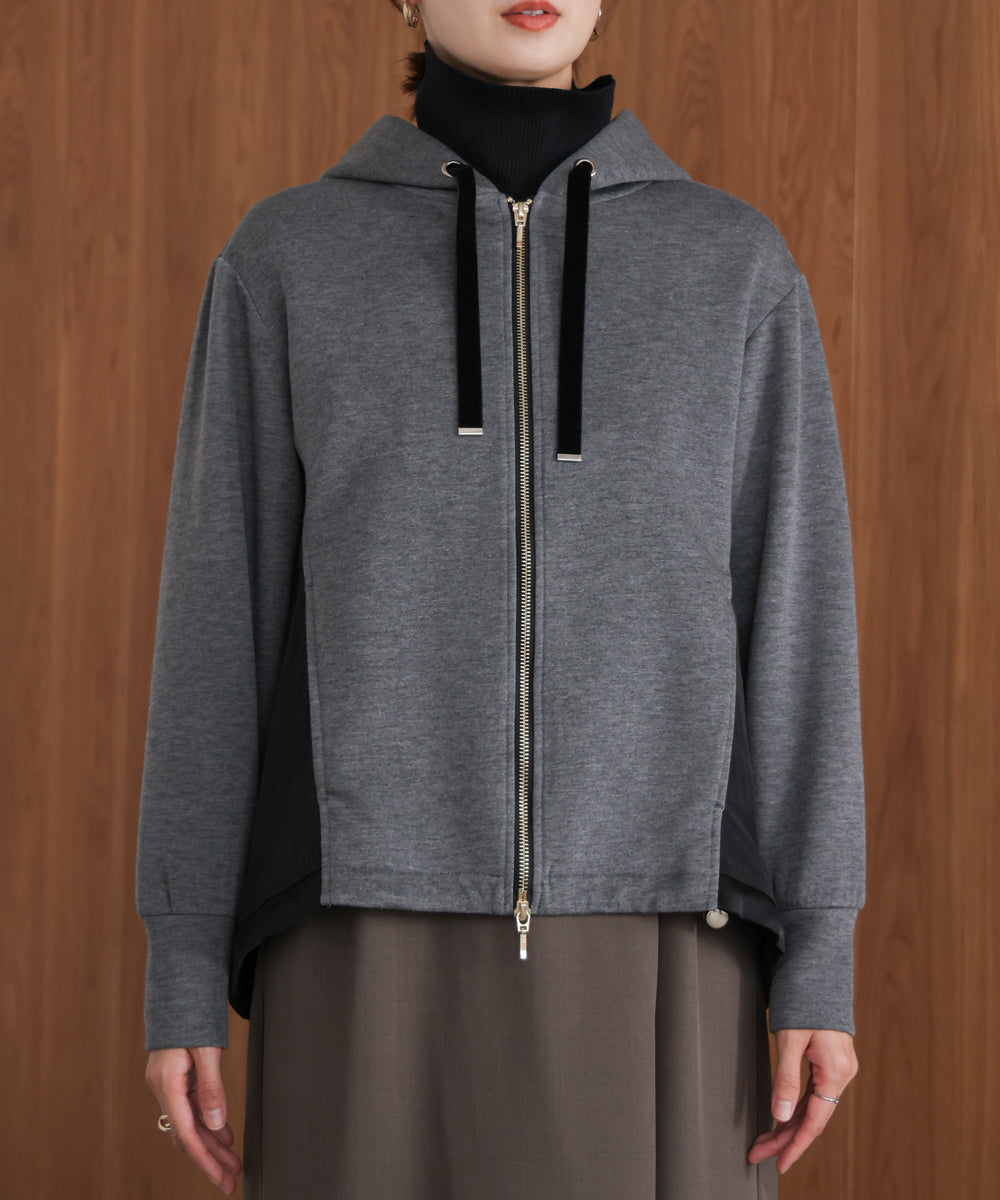 パウンドストレッチサイド異素材パーカー