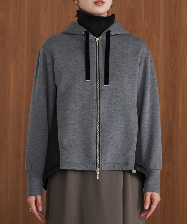 パウンドストレッチサイド異素材パーカー