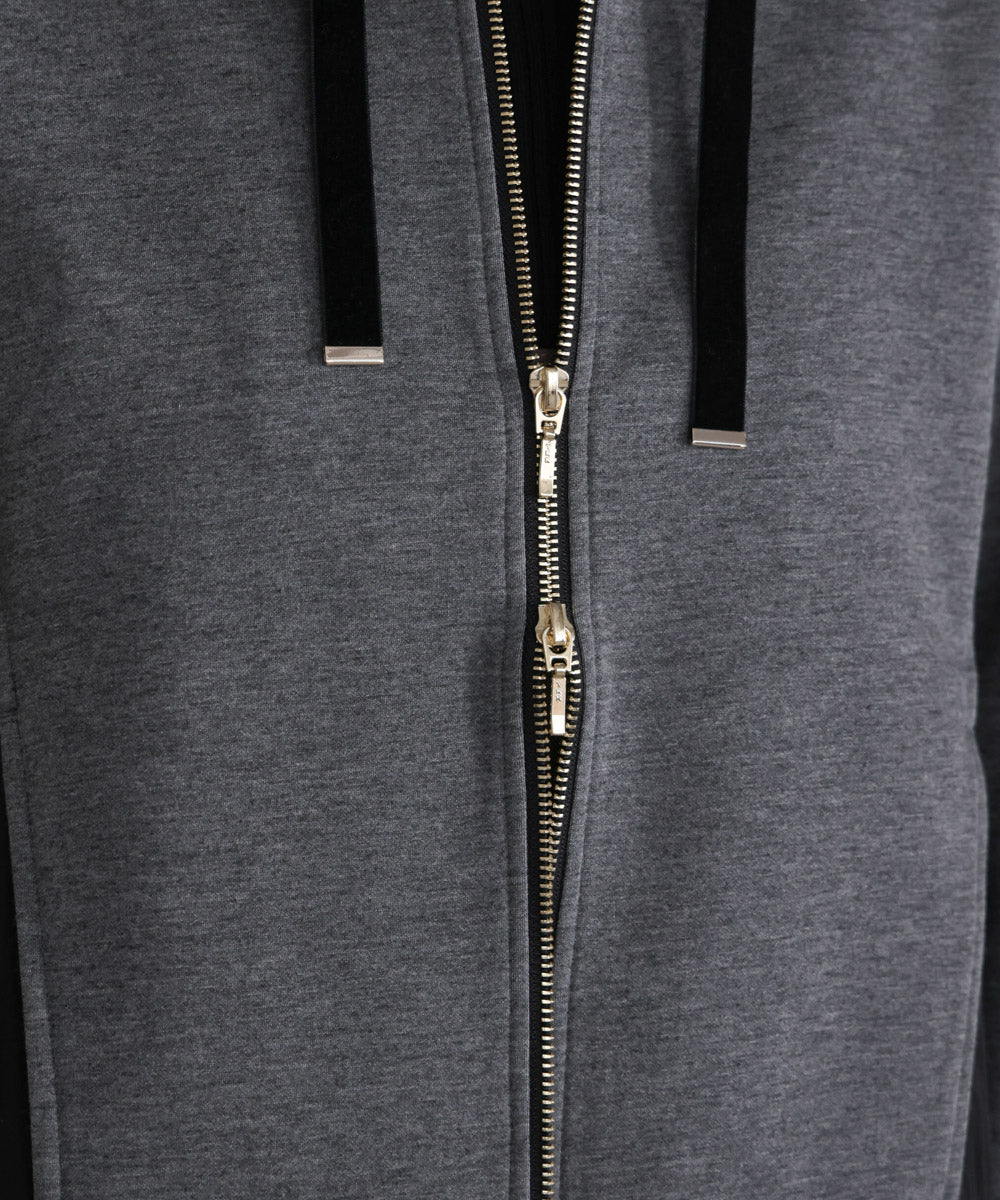 パウンドストレッチサイド異素材パーカー