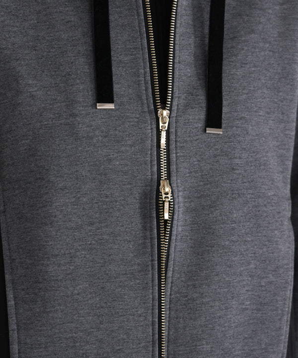 パウンドストレッチサイド異素材パーカー