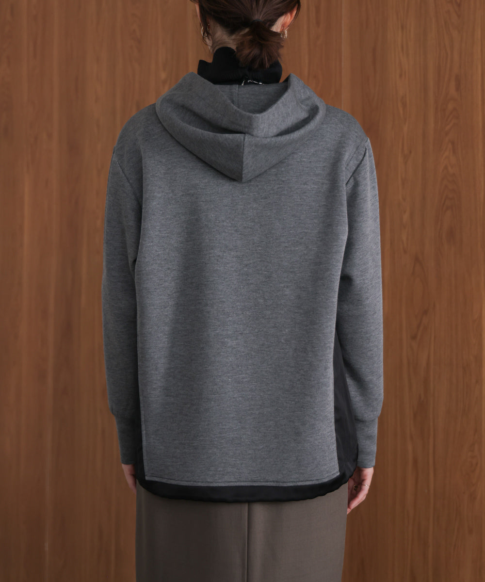 パウンドストレッチサイド異素材パーカー