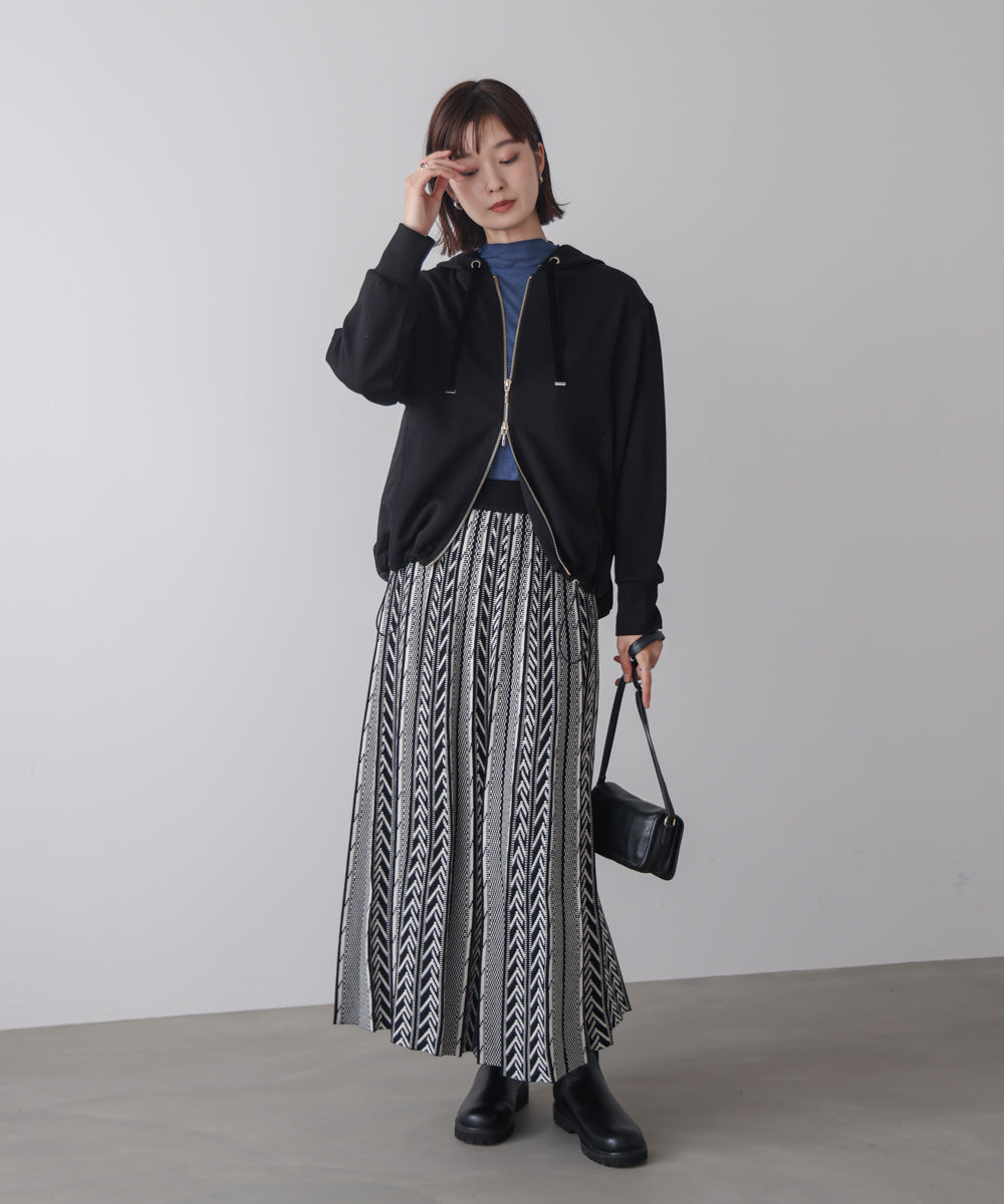 パウンドストレッチサイド異素材パーカー