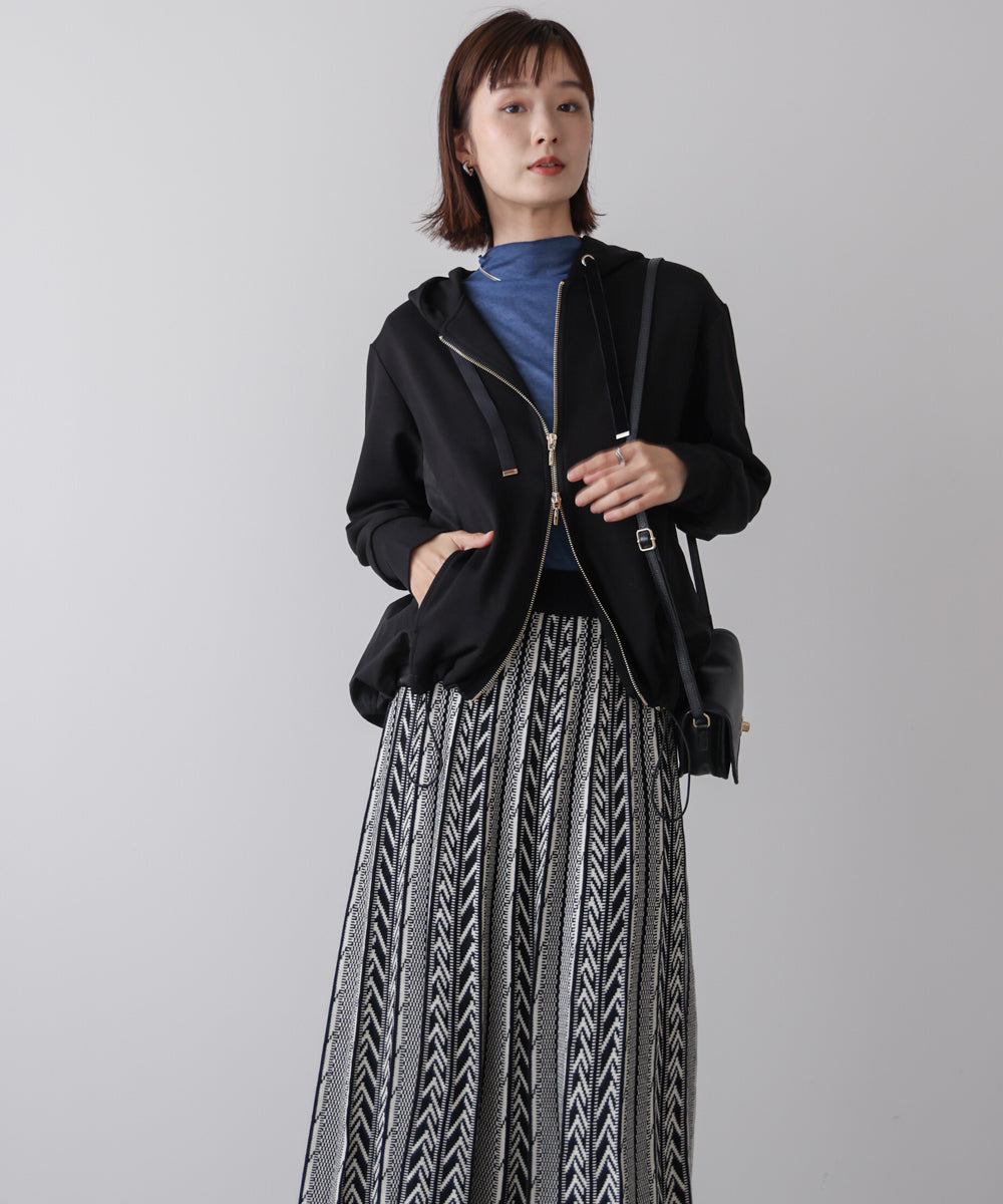 パウンドストレッチサイド異素材パーカー