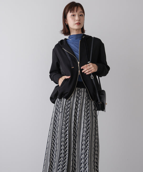 パウンドストレッチサイド異素材パーカー