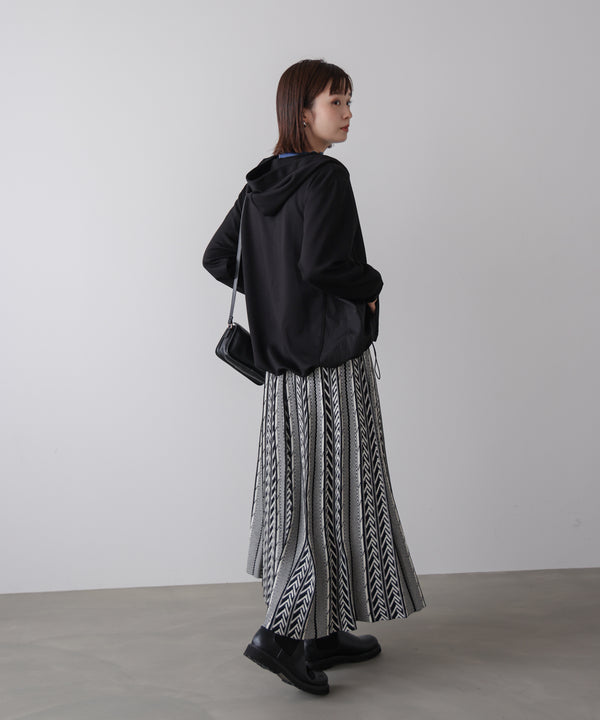 パウンドストレッチサイド異素材パーカー