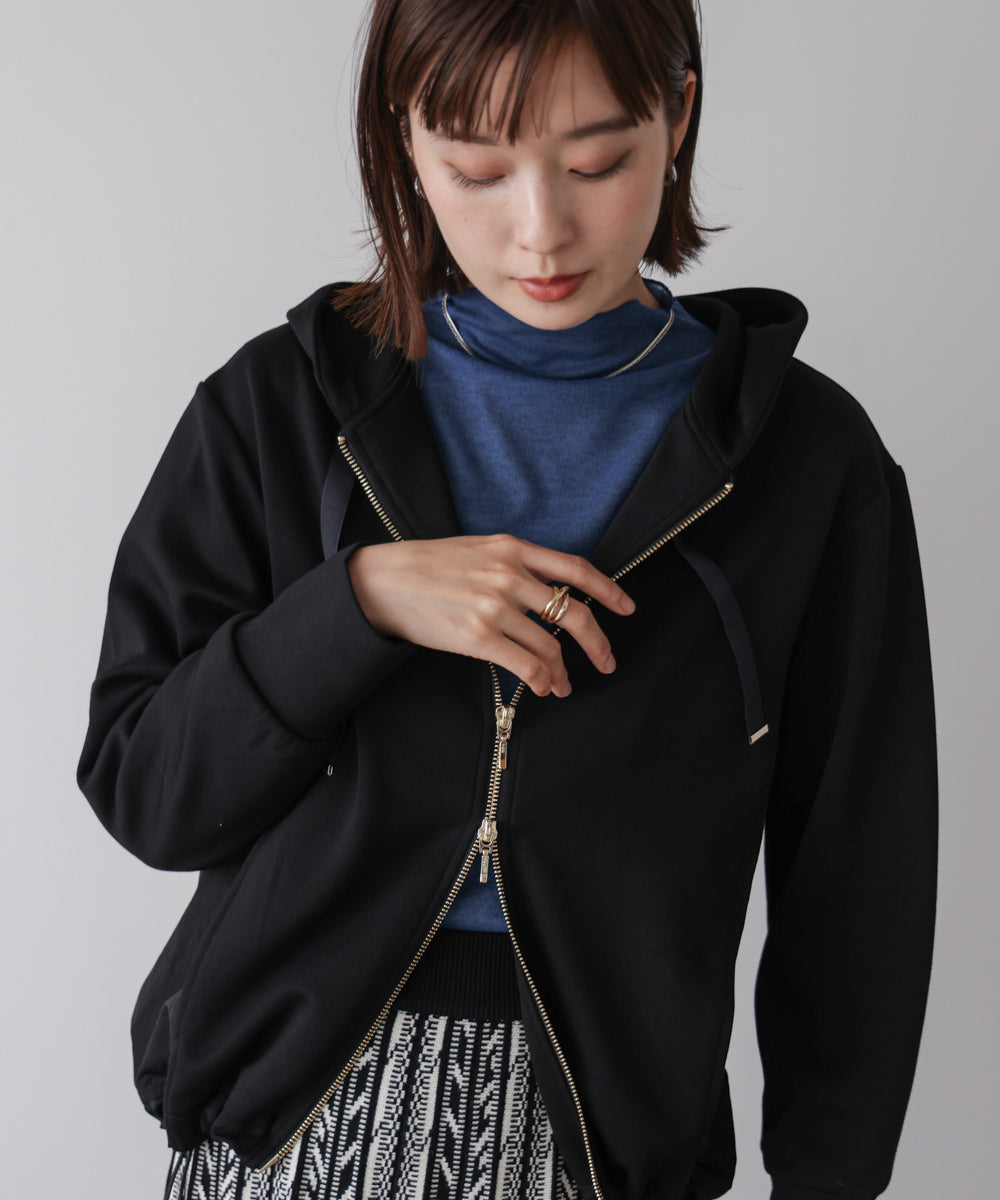 パウンドストレッチサイド異素材パーカー