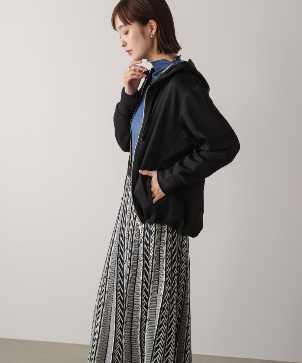 パウンドストレッチサイド異素材パーカー