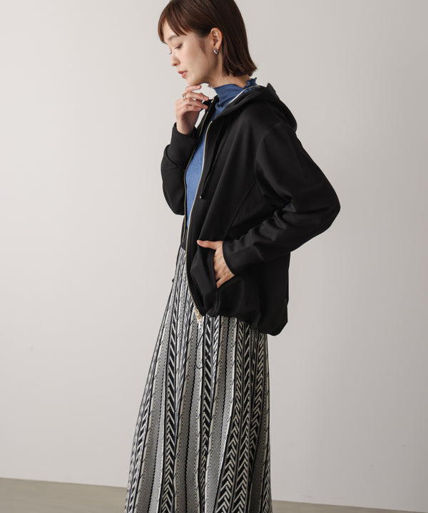 パウンドストレッチサイド異素材パーカー