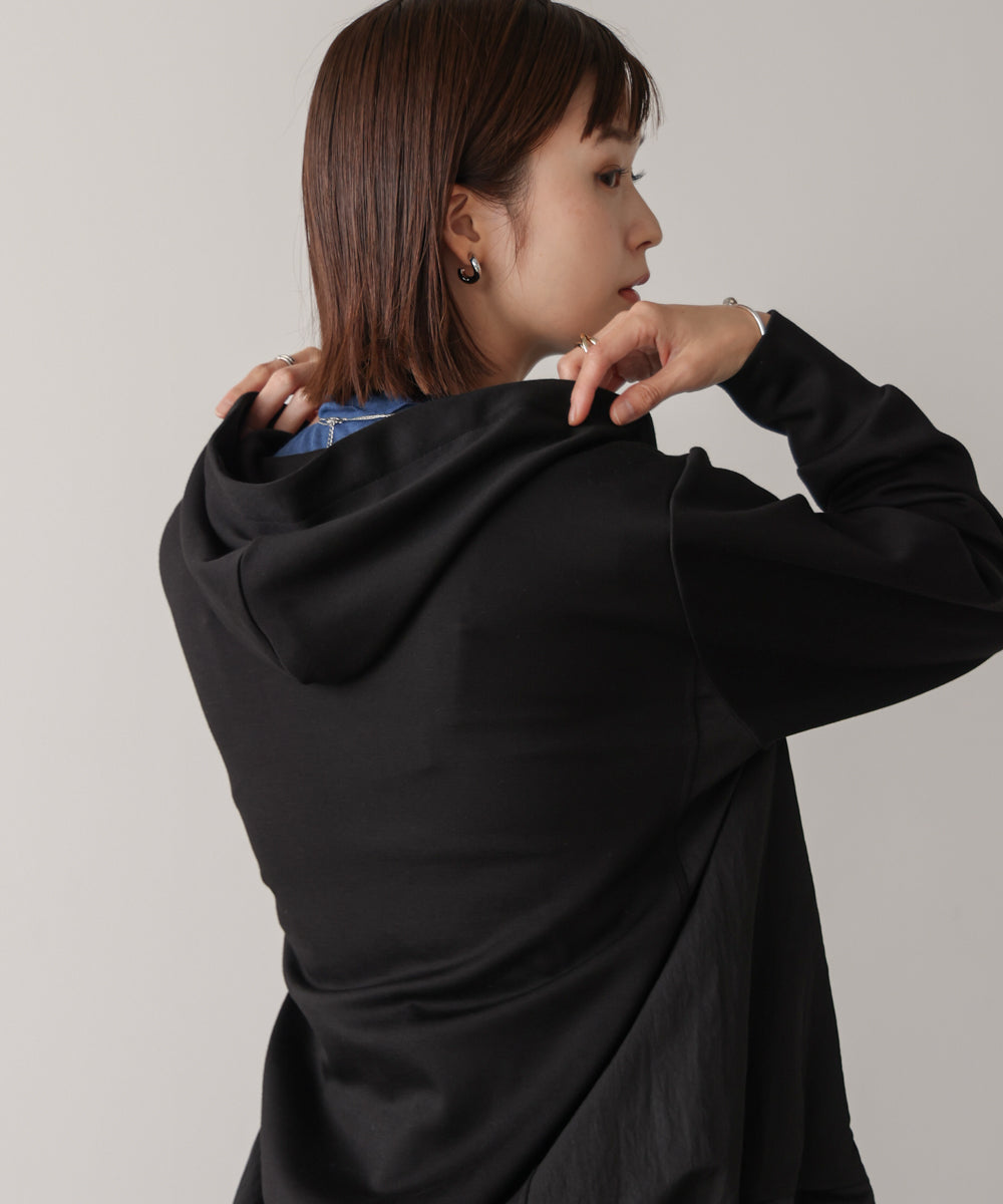 パウンドストレッチサイド異素材パーカー