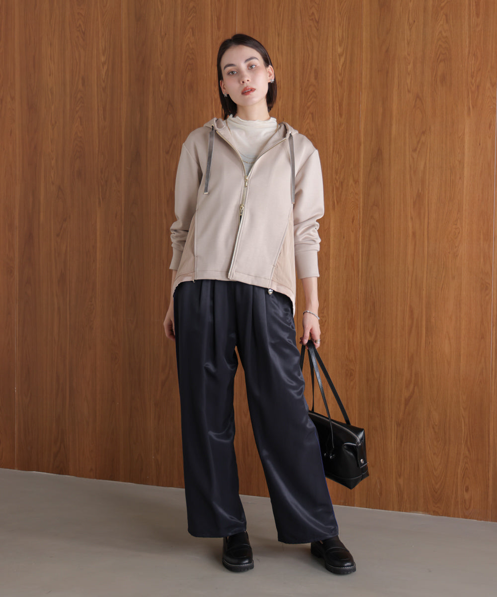 パウンドストレッチサイド異素材パーカー