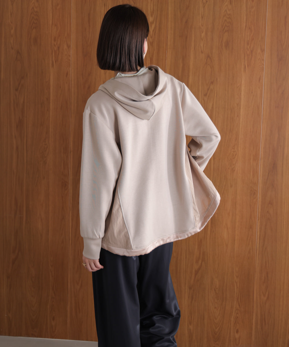 パウンドストレッチサイド異素材パーカー
