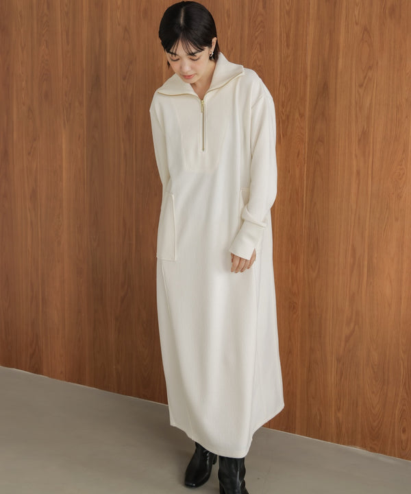 ウールライクメルトンハーフジップワンピース［11/28発送予定］