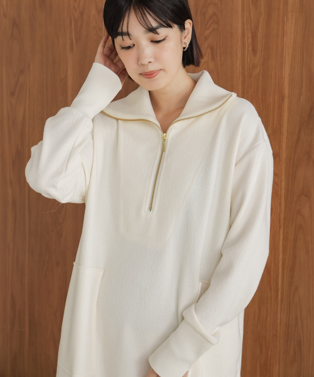 ウールライクメルトンハーフジップワンピース［11/28発送予定］