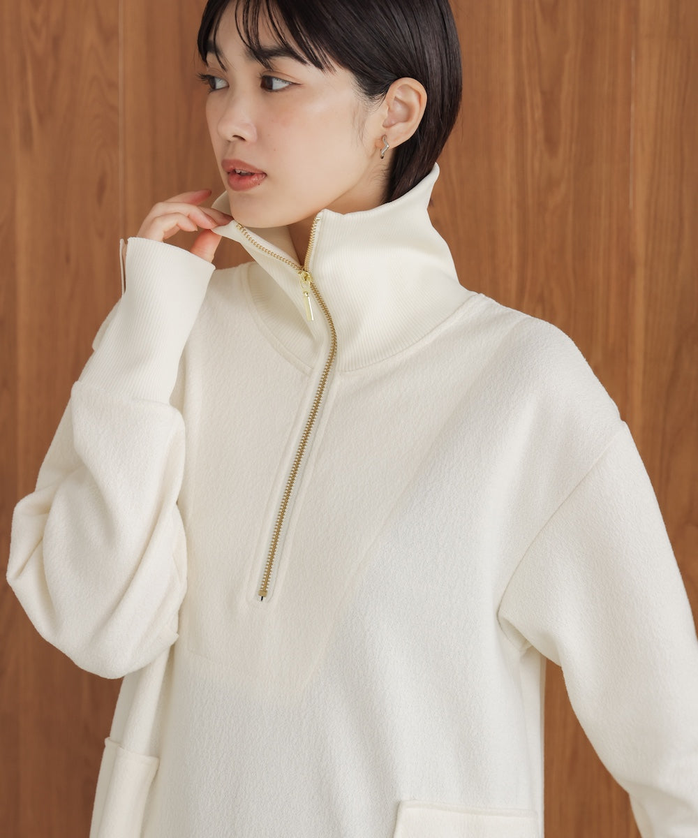 ウールライクメルトンハーフジップワンピース［11/28発送予定］