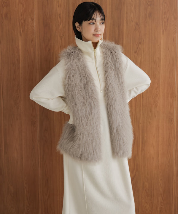 ウールライクメルトンハーフジップワンピース［11/28発送予定］