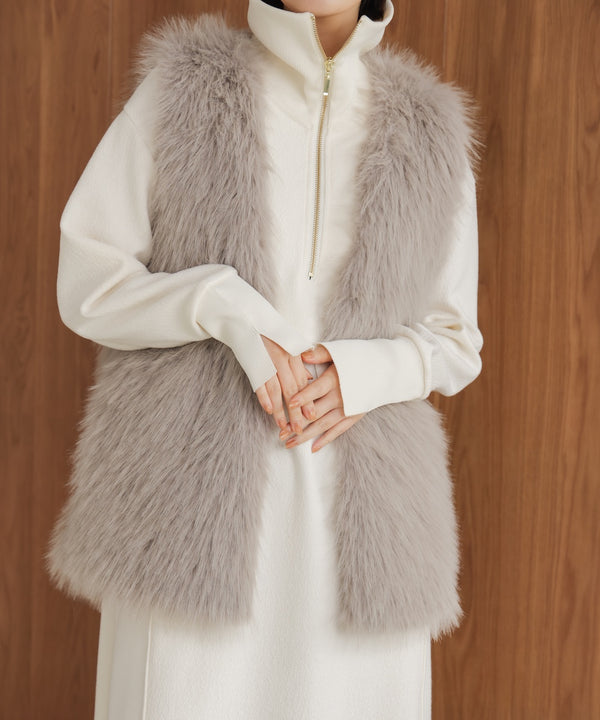 ウールライクメルトンハーフジップワンピース［11/28発送予定］