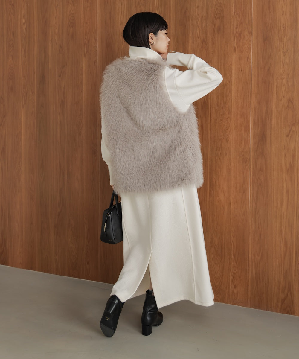 ウールライクメルトンハーフジップワンピース［11/28発送予定］