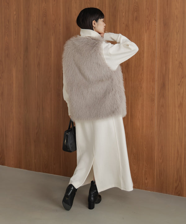 ウールライクメルトンハーフジップワンピース［11/28発送予定］