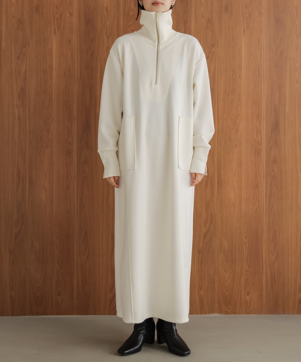ウールライクメルトンハーフジップワンピース［11/28発送予定］