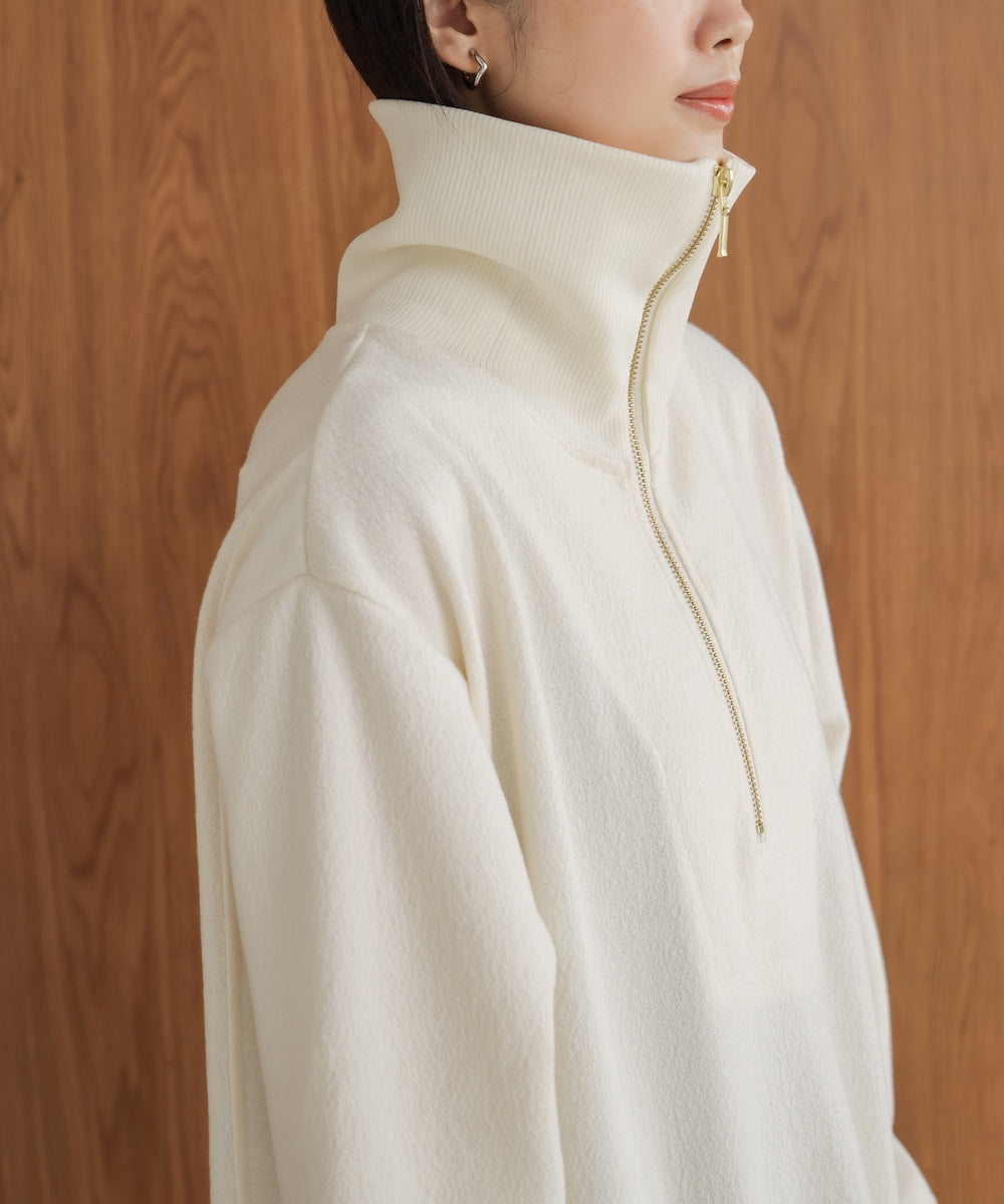 ウールライクメルトンハーフジップワンピース［11/28発送予定］