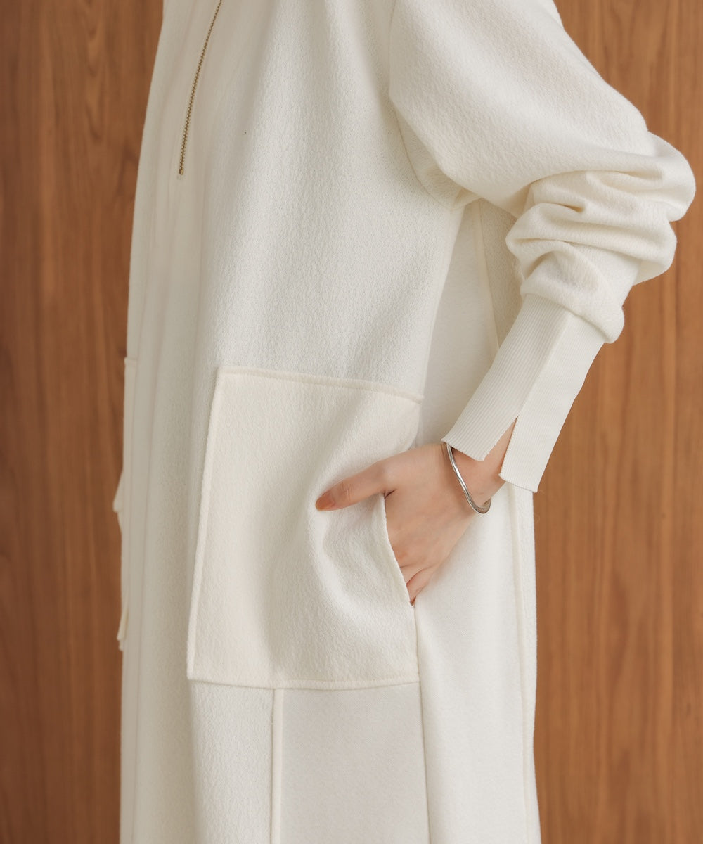 ウールライクメルトンハーフジップワンピース［11/28発送予定］