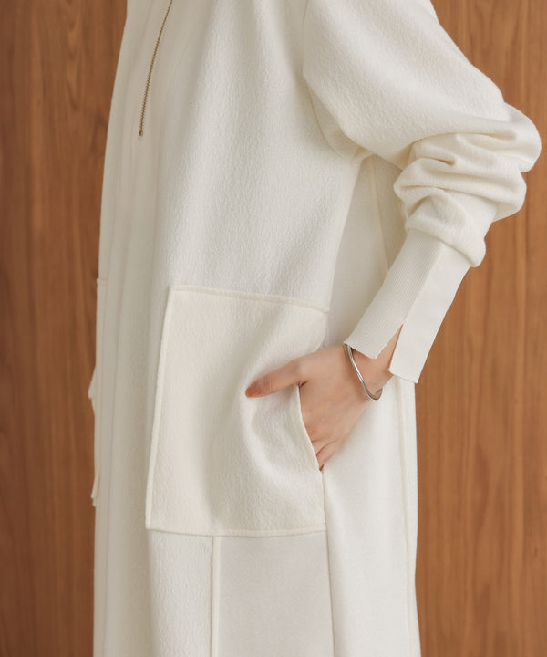 ウールライクメルトンハーフジップワンピース［11/28発送予定］