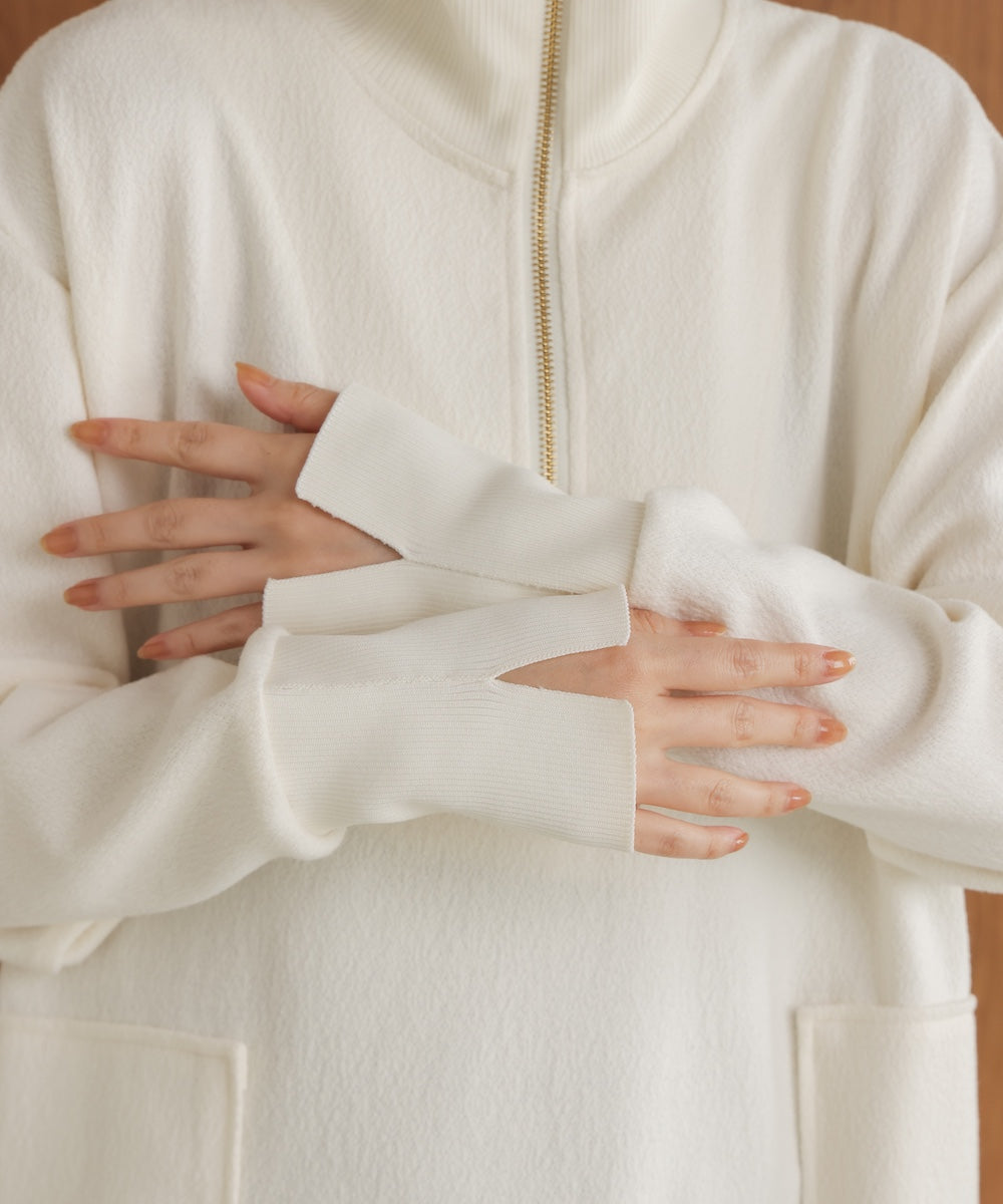 ウールライクメルトンハーフジップワンピース［11/28発送予定］