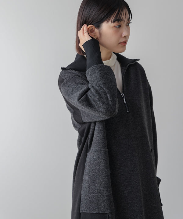 ウールライクメルトンハーフジップワンピース［11/28発送予定］