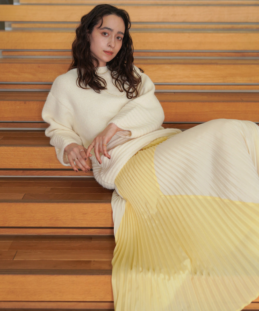 バイカラープリーツスカート