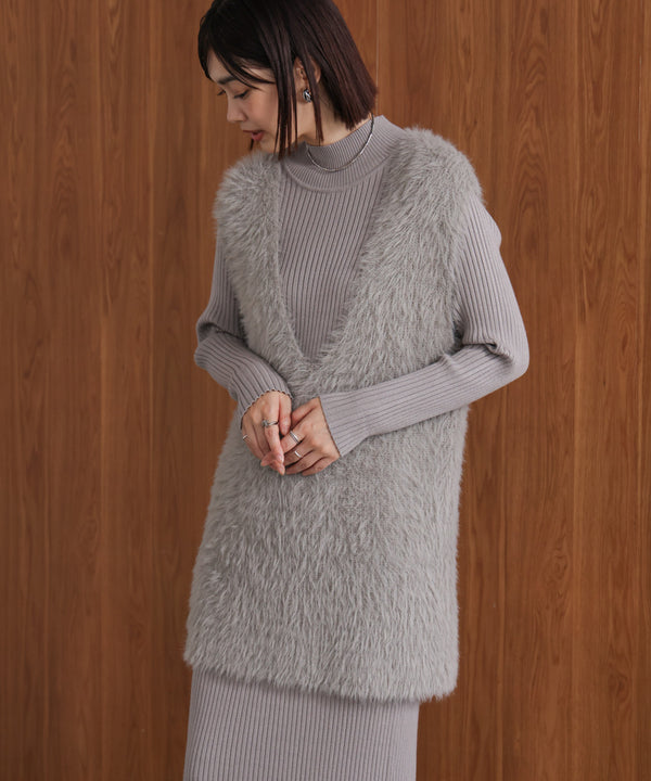 シャギーチュニックリブワンピースセット