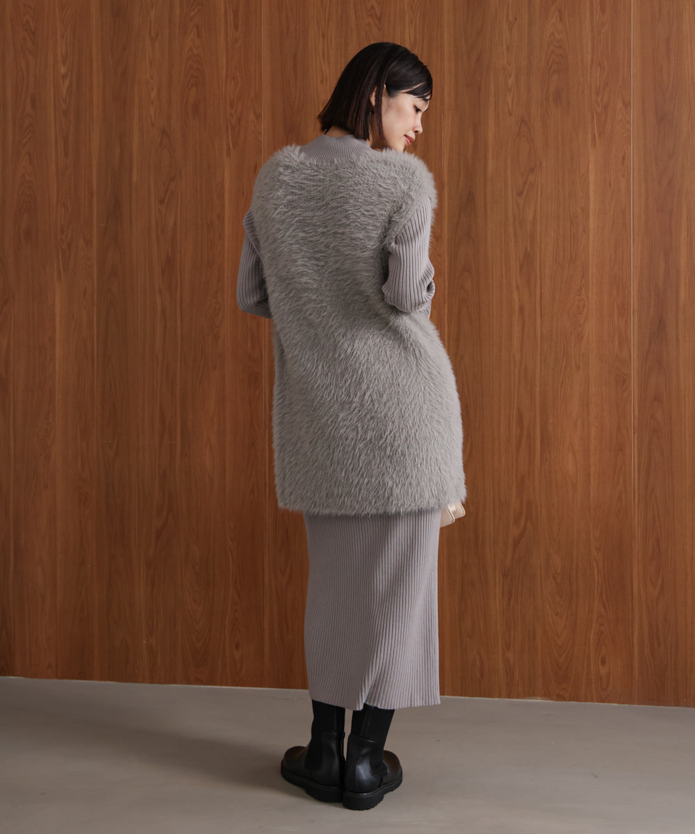 シャギーチュニックリブワンピースセット