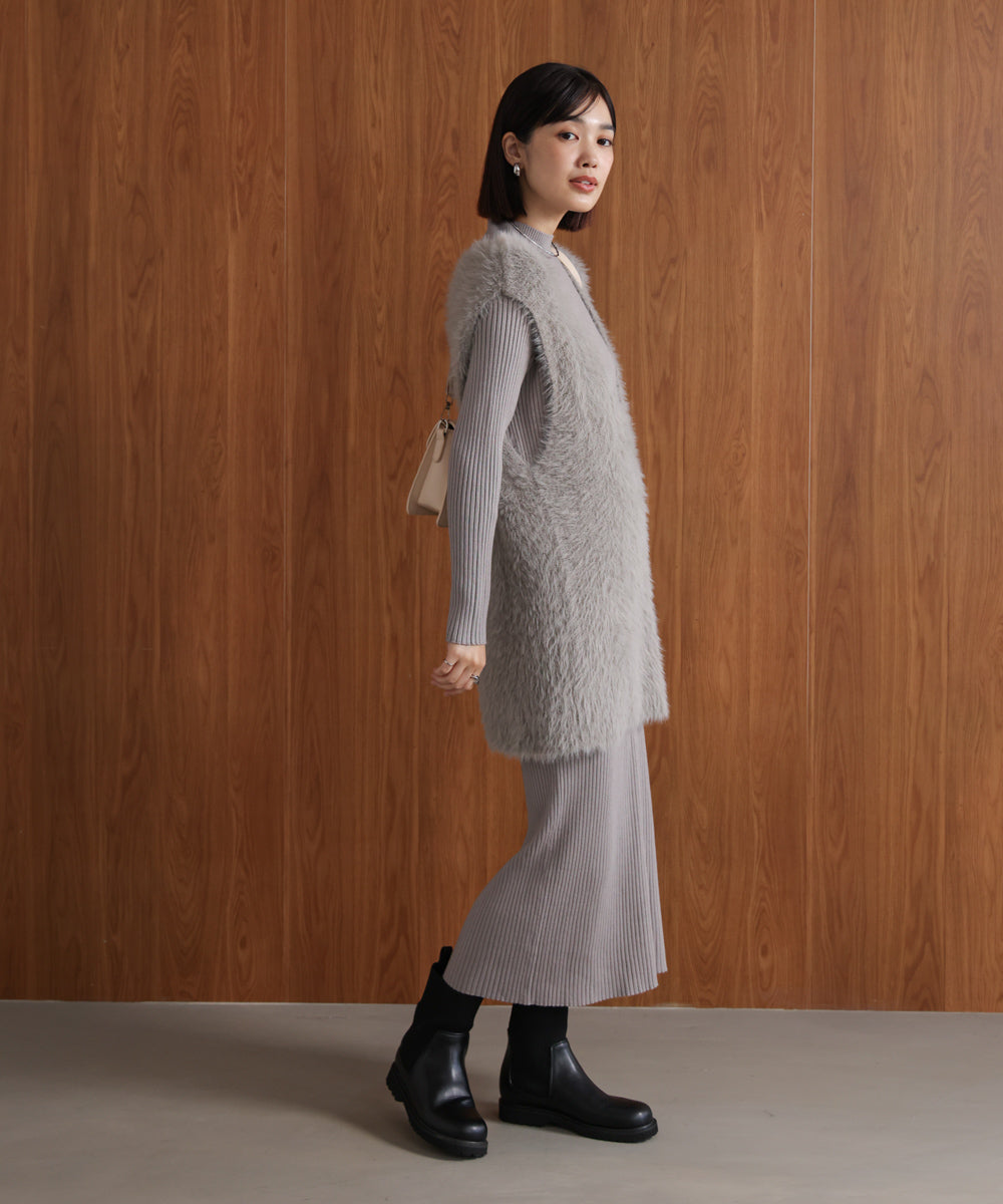 シャギーチュニックリブワンピースセット