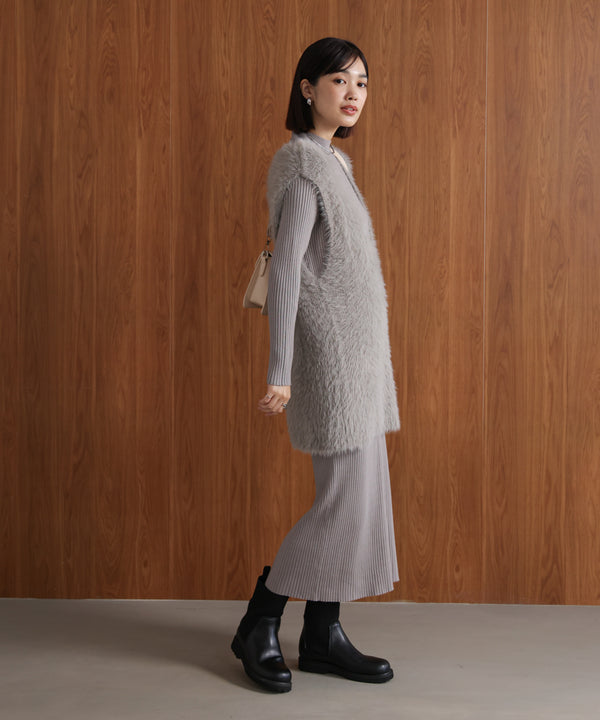 シャギーチュニックリブワンピースセット