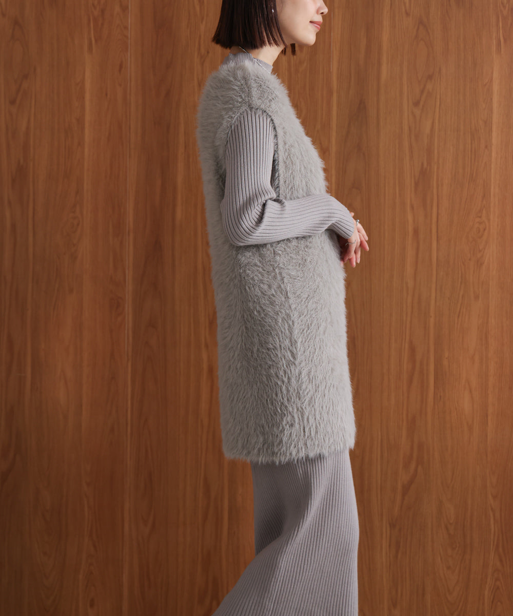 シャギーチュニックリブワンピースセット