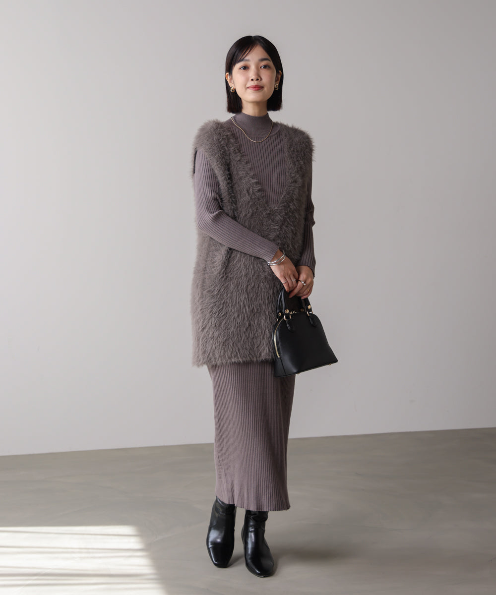 シャギーチュニックリブワンピースセット