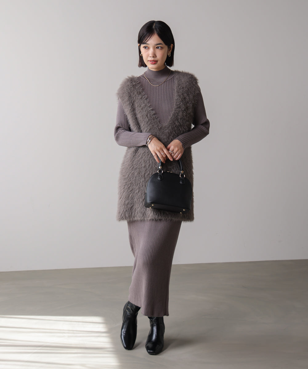 シャギーチュニックリブワンピースセット