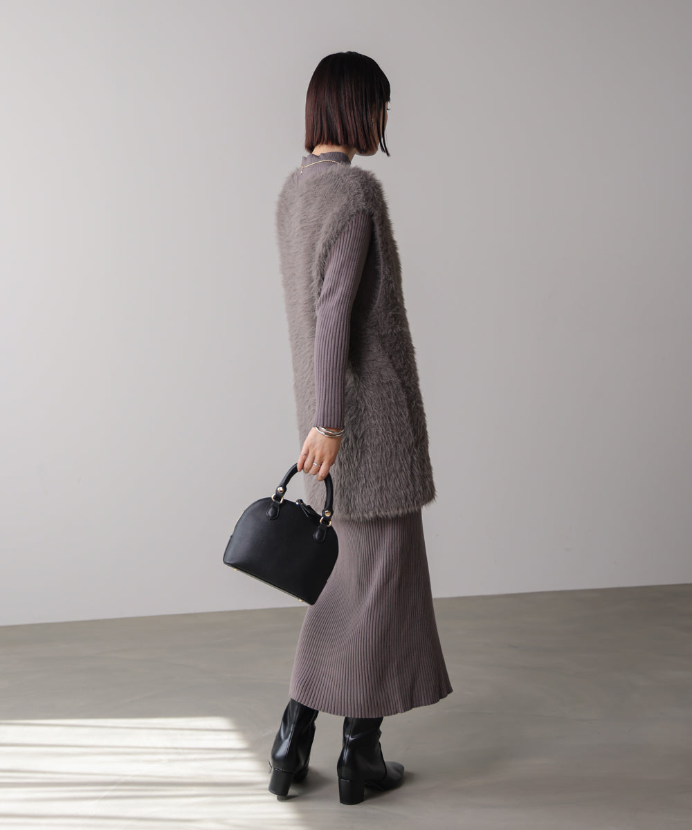 シャギーチュニックリブワンピースセット