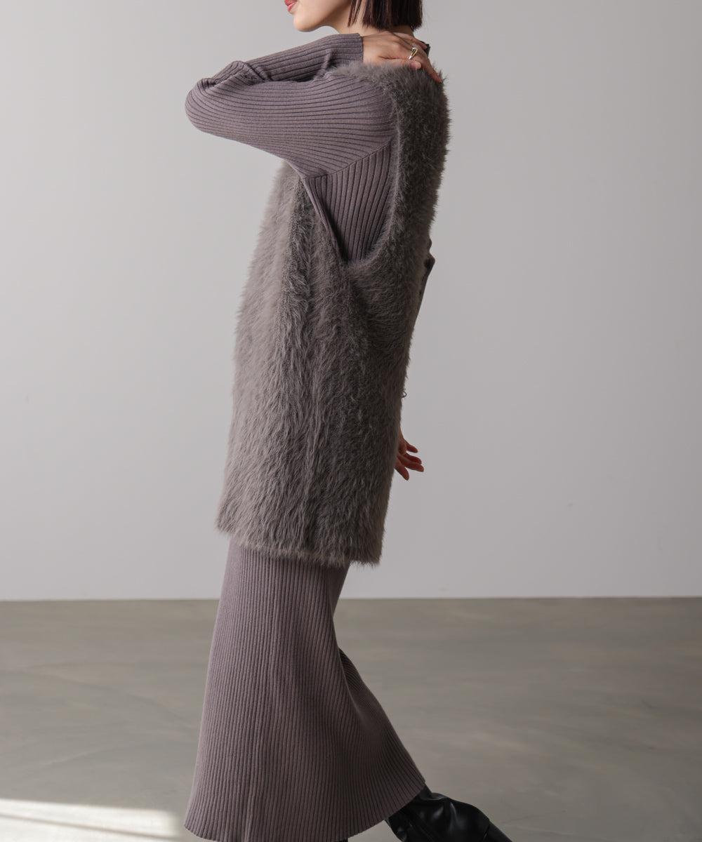 シャギーチュニックリブワンピースセット