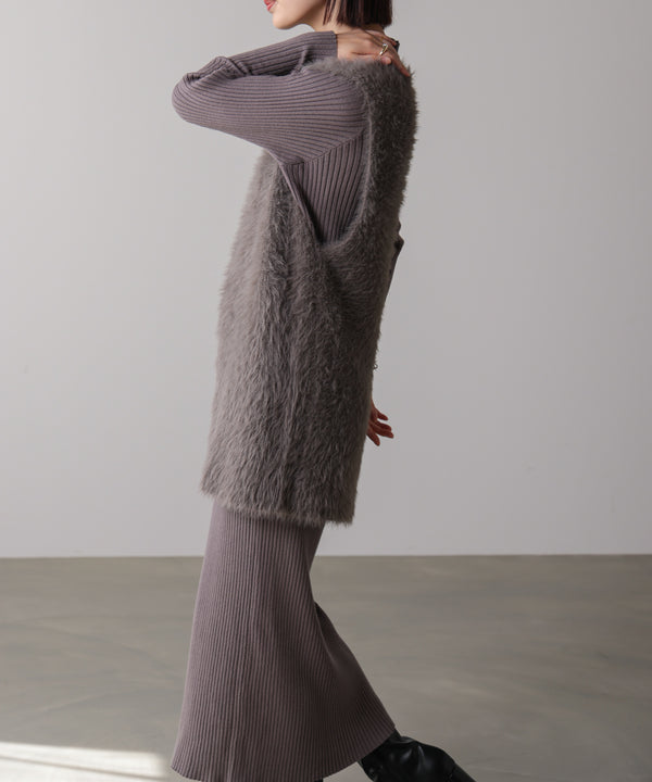 シャギーチュニックリブワンピースセット