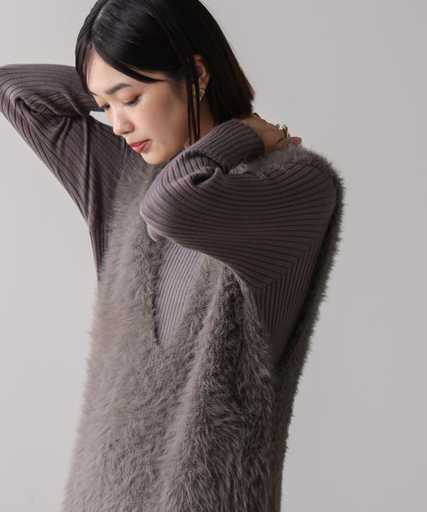 シャギーチュニックリブワンピースセット