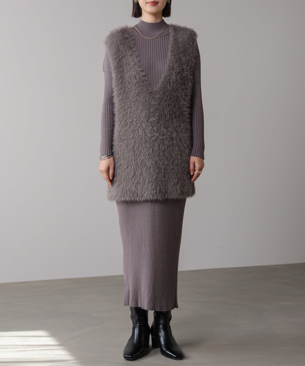 シャギーチュニックリブワンピースセット