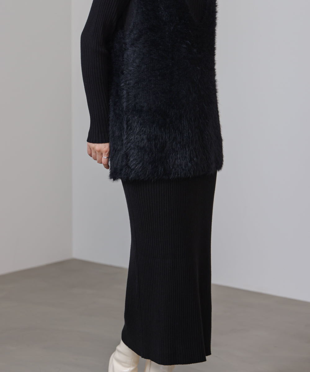 シャギーチュニックリブワンピースセット