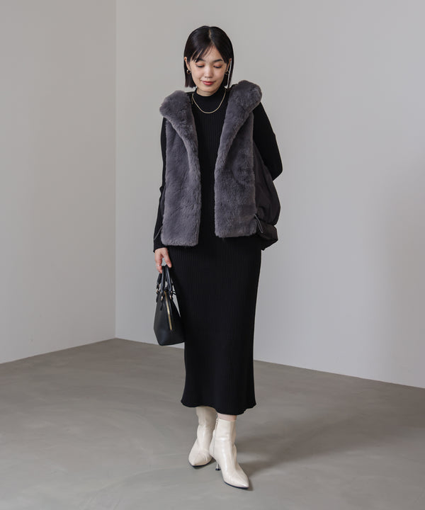 シャギーチュニックリブワンピースセット