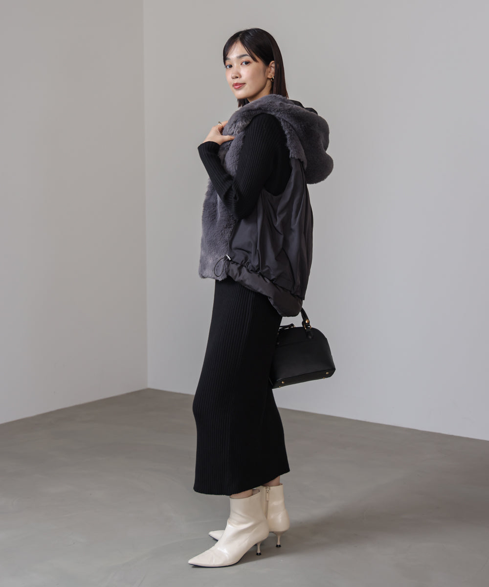 シャギーチュニックリブワンピースセット