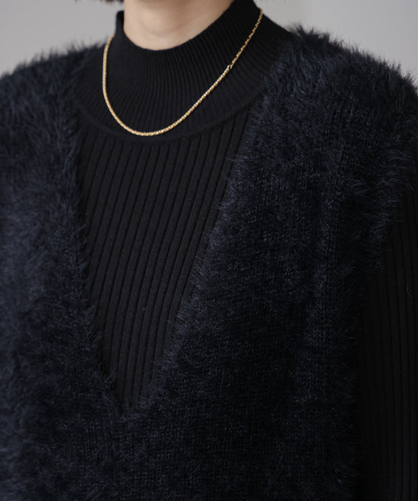 シャギーチュニックリブワンピースセット