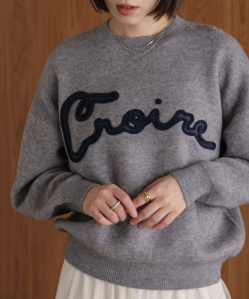 チュール刺繍ロゴニット